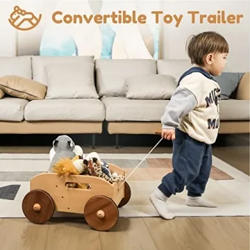 Woodtoe Wooden Baby Walker - Adjustable Speed Push Toy for Toddlers