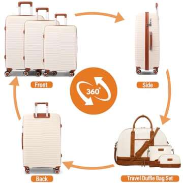 RUNCODE Travel Luggage Sets 6 Piece with Spinner Wheels and TSA Lock, Lightweight ABS Hard Shell Carry On Suitcase Set with 360° Double Wheels for Traveling Women (20"/24"/28")