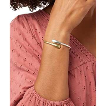Lucky Brand Two-Tone Bypass Bracelet for Stylish Elegance | Unique Hinge Design