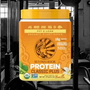 Vegan Organic Protein Powder Plant-Based | 5 Superfood Quinoa Chia Seed Soy Free Dairy Free Gluten Free Synthetic Free Non-GMO | Vanilla 15 Servings | Classic Plus by Sunwarrior