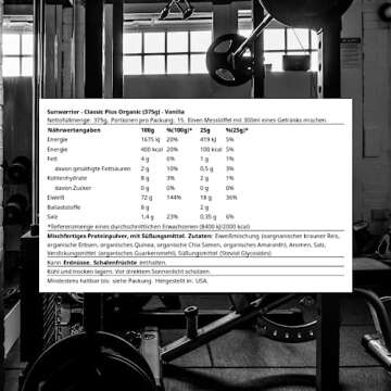 Vegan Organic Protein Powder Plant-Based | 5 Superfood Quinoa Chia Seed Soy Free Dairy Free Gluten Free Synthetic Free Non-GMO | Vanilla 15 Servings | Classic Plus by Sunwarrior