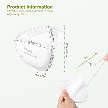 Wecolor KN95 Disposable Masks - 50 Pack, 5-Ply Safety