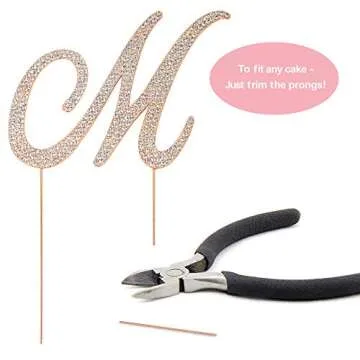 Letter M Cake Topper - Premium Rose Gold Metal - M Monogram Wedding or Anniversary Party Sparkly Rhinestone Initial Decoration Makes a Great Centerpiece - Now Protected in a Box