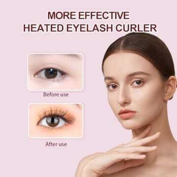 Heated Eyelash Curlers Electric Eyelash Curler USB Rechargeable Eyelash Curlers Natural Curling for Long Lasting Eye Lashe Women Makeup Tools Gift (Pink)