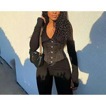 Alivila.Y Fashion Womens Sexy Vintage Underbust Waist Training Corset 2686A-Black-2XL