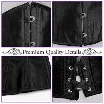 Alivila.Y Fashion Womens Sexy Vintage Underbust Waist Training Corset 2686A-Black-2XL