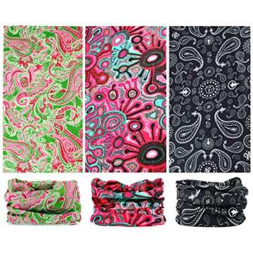 Toes Home 6PCS Outdoor Headband Elastic Seamless Bandana Neck Gaiter Scarf Sport Headwear Boho Series for Yoga Hiking