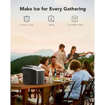 Ice Makers Countertop - Fast Ice Maker Machine, Self-Cleaning, Portable