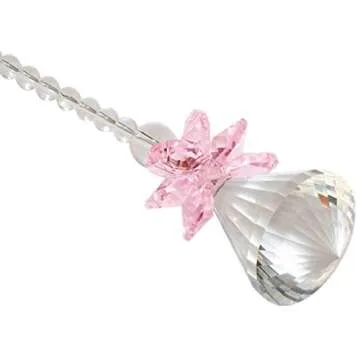 rockcloud Hanging Clear Crystal Point Prism Glass Jingle Bell Holiday Decorations Christmas Tree Ornaments Suncatcher Wedding Souvenir, Pink