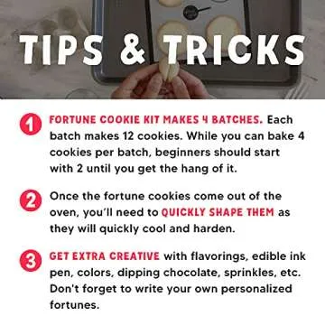 Global Grub DIY Fortune Cookie Kit | Makes 48 | Includes Flour, Sugar, Cocoa Powder, Baking Mat, Paper Fortunes, Edible Ink Pen, Detailed Instructions