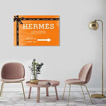 Faubourg Road Sign Orange | Modern Canvas Art Print
