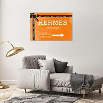 Faubourg Road Sign Orange | Modern Canvas Art Print