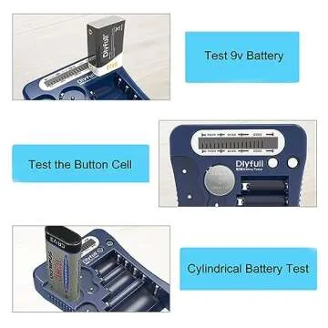 Battery Tester, Dlyfull LCD Display Universal Battery Checker for AA AAA C D 9V CR2032 CR123A CR2 CRV3 2CR5 CRP2 1.5V/3V Button Cell Batteries, 1x AAA Batteries Included