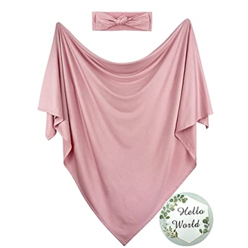 OWLOWLA Swaddle Blanket and Hat Set Newborn Swaddle Wrap Baby Receiving Blanket for Baby Boys Girls(...