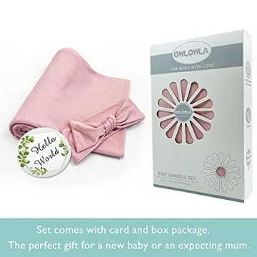 OWLOWLA Swaddle Blanket and Hat Set for Newborns