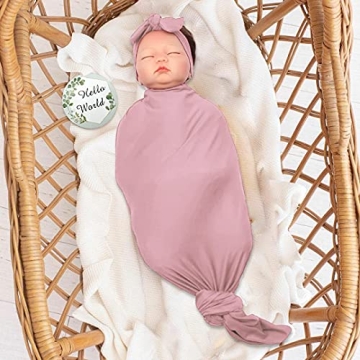 OWLOWLA Swaddle Blanket and Hat Set for Newborns