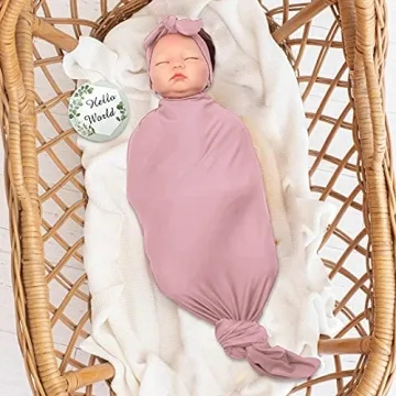 OWLOWLA Swaddle Blanket and Hat Set for Newborns