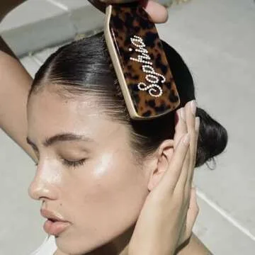 Hair Brushes for Women Personalized Turtle Color Marble Hair Brush Handmade Rhinestones Hairbrush Natural Wooden Bamboo Brush Scalp Massage - Suit for All Hair Types