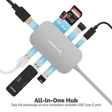 SABRENT 8-in-1 USB Type-C Hub with HDMI(4K) Output, 3 USB 3.0 Ports, 1 USB 2.0 Port, SD/MicroSD Multi-Card Reader [4K and Power Delivery Support] (DS-UHCR)
