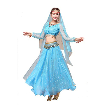 YYCRAFT Women's Halloween Costume Tops Skirt Set with Accessories Belly Dance Performance Outfit-Sty...