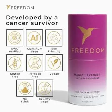 Freedom Natural Deodorant for Women & Men with 24-Hour Odor Protection In Sustainable Paper Packaging - Made with Natural Ingredients - Aluminum Free Deodorant Magic Lavender 1.9oz