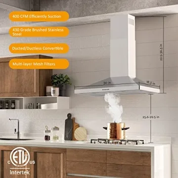 FIREGAS 30" Wall Mount Range Hood - 400 CFM Vent