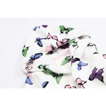 Toddler Little Big Girls Kids Soft Fleece Plush Flannel Cute Butterfly Pattern Hoodie Bathrobes Robe, Cream, US 2T, CN 100