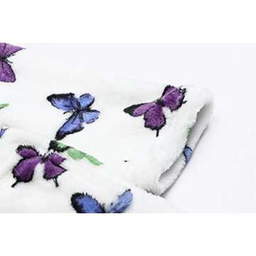 Toddler Little Big Girls Kids Soft Fleece Plush Flannel Cute Butterfly Pattern Hoodie Bathrobes Robe, Cream, US 2T, CN 100