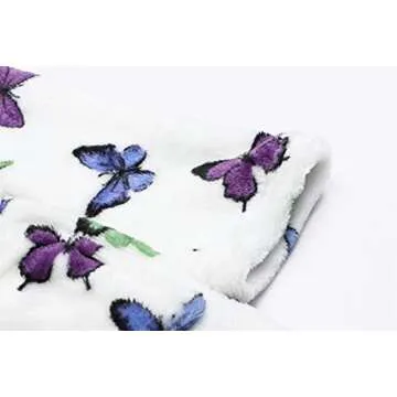 Toddler Little Big Girls Kids Soft Fleece Plush Flannel Cute Butterfly Pattern Hoodie Bathrobes Robe, Cream, US 2T, CN 100