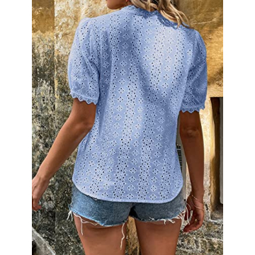 Stylish Blouse with Eyelet Lace for Everyday Wear