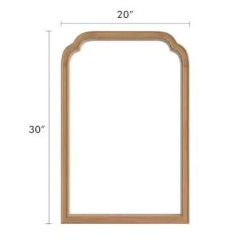 WallBeyond Wood Frame Wall Mirror Rounded Corner Arch Rectangle Mirror for Entryway, Living Room or Bedroom Home Decor - Light Woodgrain [20" x 30" Honey-Colored]
