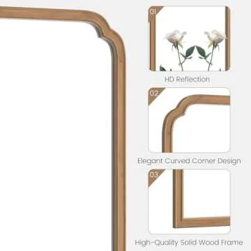 WallBeyond Wood Frame Wall Mirror Rounded Corner Arch Rectangle Mirror for Entryway, Living Room or Bedroom Home Decor - Light Woodgrain [20" x 30" Honey-Colored]