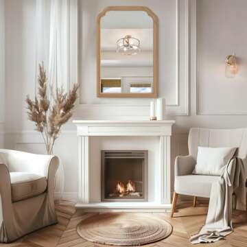 WallBeyond Wood Frame Wall Mirror Rounded Corner Arch Rectangle Mirror for Entryway, Living Room or Bedroom Home Decor - Light Woodgrain [20" x 30" Honey-Colored]