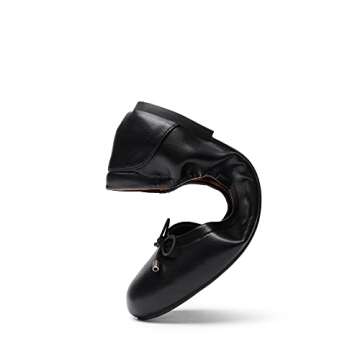 DREAM PAIRS Women's Sdfa2310w Black Ballet Comfortable Flats Dress Round Toe Foldable Soft Casual Slip On Work Flat Shoes with Bowknot, Black, Size 9