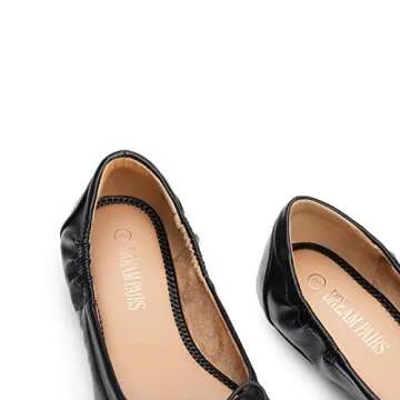 DREAM PAIRS Women's Sdfa2310w Black Ballet Comfortable Flats Dress Round Toe Foldable Soft Casual Slip On Work Flat Shoes with Bowknot, Black, Size 9