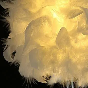 TowerTree Feather lamp,White Beside Table lamp for Bedroom,Children,Wedding,Birthday,Vintage Deco Desk Light Free Light buld Include(A)