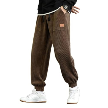 JMIERR Men's Corduroy Cargo Pants - Casual Joggers