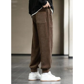JMIERR Men's Corduroy Cargo Pants - Casual Joggers