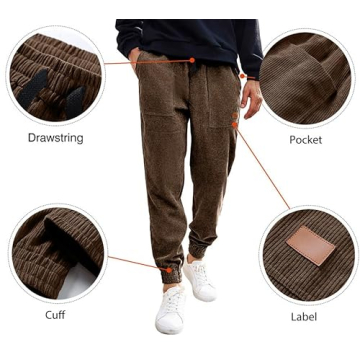 JMIERR Men's Corduroy Cargo Pants - Casual Joggers