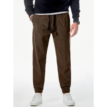 JMIERR Men's Corduroy Cargo Pants - Casual Joggers
