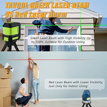 Line Laser Level Tool – 100ft Green Self Leveling Laser Line Level with Horizontal and Vertical Line Laser leveler for Indoor Outdoor Picture Hanging Construction Wall Writing Tile Installation