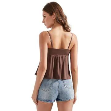 OMKAGI Cute Peplum Camisole Top with Built-In Bra