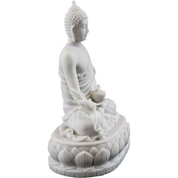 Top Collection Medicine Buddha Statue Buddha of Healing Sculpture in White Marble Finish - 5.5-Inch Collectible Figurine