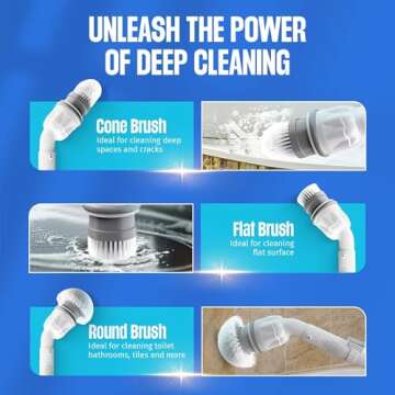 Scrubtastic Spin Scrubber, Electric Shower Scrubber – Rechargeable, Multipurpose Extendable Tile Cleaner, Bathroom, Floor & Grout Bathtub Power Scrubber with 3 Rotating Brush Heads, Improved for 2022