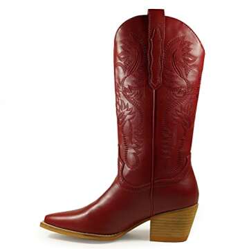 ARiderGirl Hanan Women Knee High Western Style Stacked Heel Boots