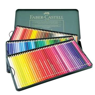 Faber-Castell Polychromos Artist Colored Pencils Set - Premium Quality Polychromos Colored Pencils 120 Tin Gift Set Includes Pencil Sharpener