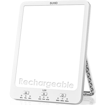 SUXIO Light Therapy Lamp Rechargeable, 10000 Lux Sunlight Lamp, Therapy Light with Wake-Up Function,...