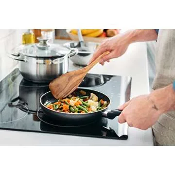 Wooden Utensils for Cooking, 7pcs Natural Acacia Wood kitchen utensils set with Holder For Cooking Utensil set Wooden Spoons Spurtle Spatula For Cooing Non-Stick Pan