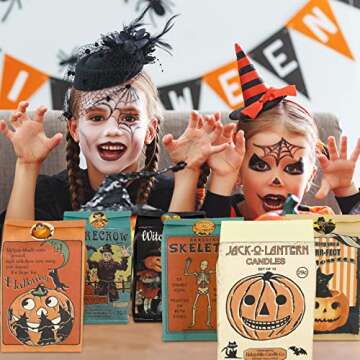 AnyDesign Vintage Halloween Treat Bags 48Pcs with Stickers