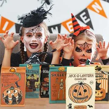 AnyDesign Vintage Halloween Treat Bags 48Pcs with Stickers